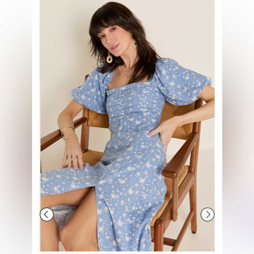Petra Pleated Upper Floral Midi Dress - Picture 2 of 6